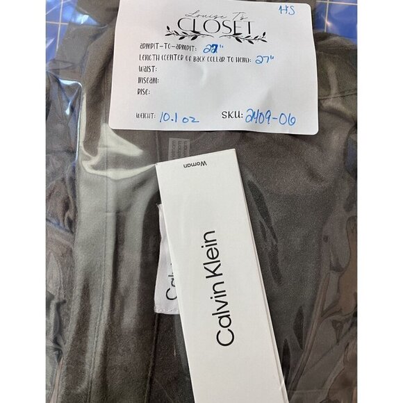 Calvin Klein NWT Ruched Button-up Shirt Caper (Olive Green) Size 2X - Picture 10 of 10